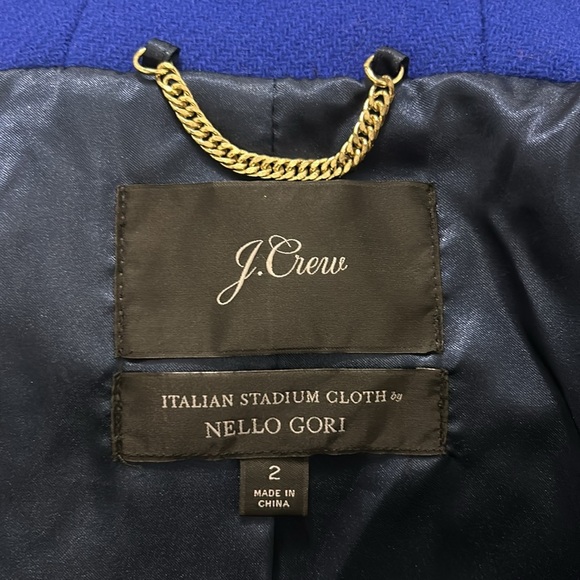 J. Crew Chateau Italian Stadium Cloth Wool Fur Parka Regal Brunswick Blue Size 2 - Picture 15 of 16